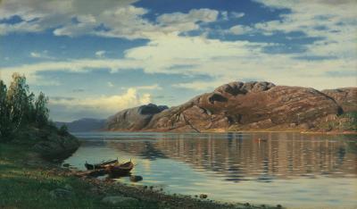 Amaldus Clarin Nielsen Fra Maurangerfjorden oil painting picture